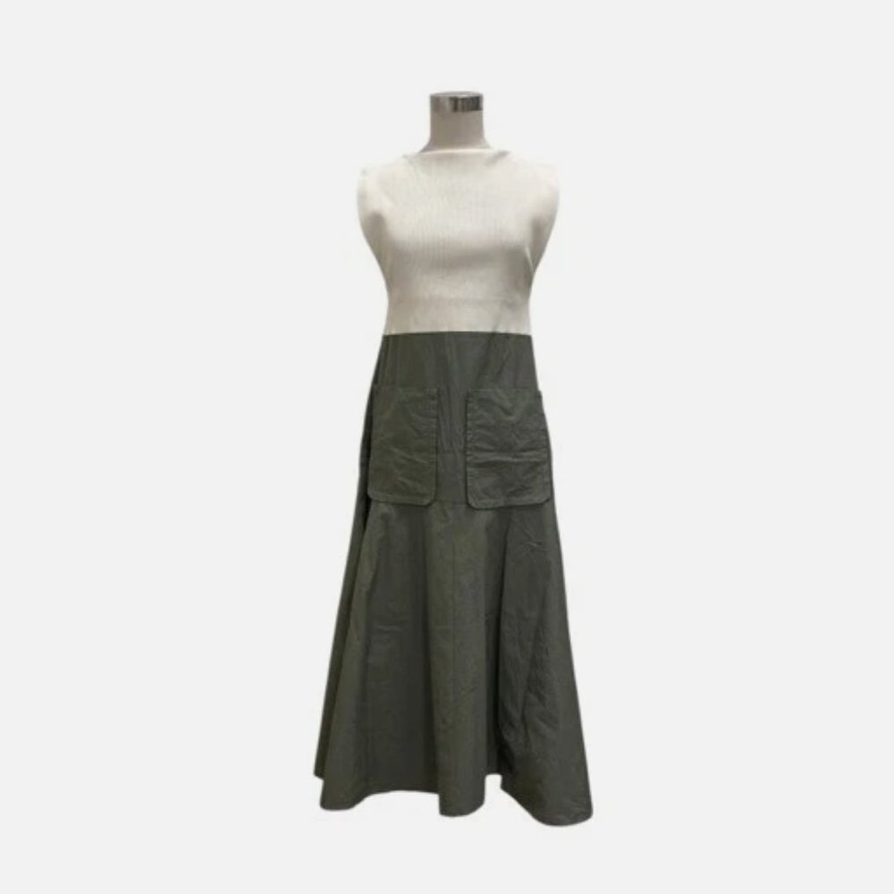 Zara Two-Tone Midi Dress - Ribbed Knit & Utility Style Skirt